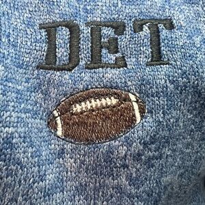 DET Blue Knit Sweater with Football Embroidery